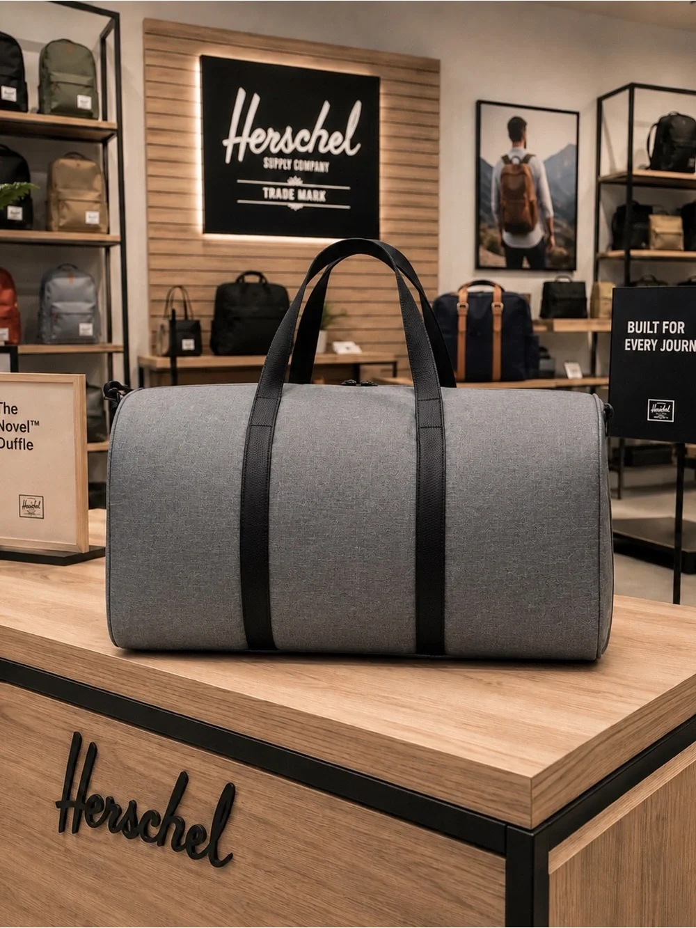 Herschel Supply Company Gray Novel Duffel with Black Accents